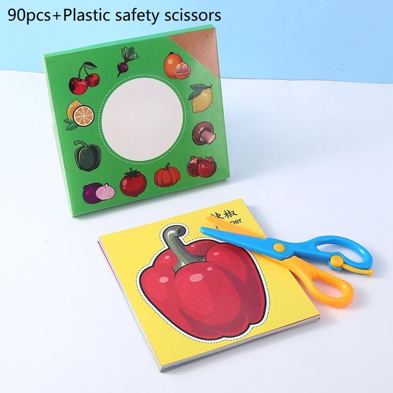 Safety Scissors For Toddler, Kids, Children - Plastic, Dual-Color Preschool Training Scissors, Paper Cutting(90 Pcs) Set For Paper Craft Supplies