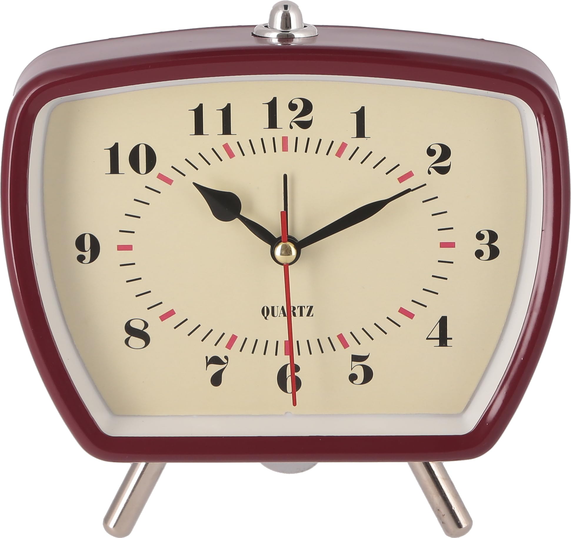 

Fuji Boeki Table Clock, 14.6cm W x 6.6cm D x 14.1cm H, Red, with Alarm Function, Silent, Retro Style, Model 37713