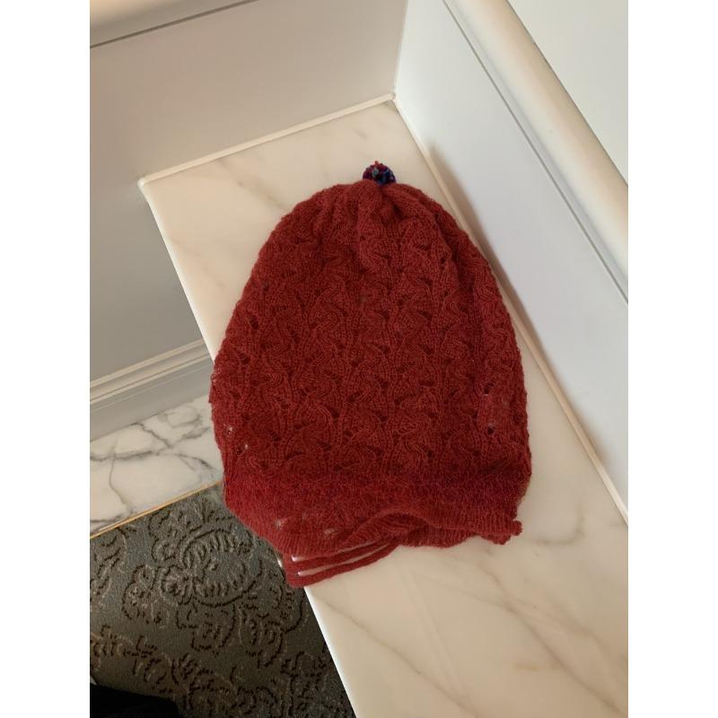 Korean Style Hollow Knitted Woolen Hat for Women Thin Breathable Versatile Face Showing  Trendy Small Pile Hat
