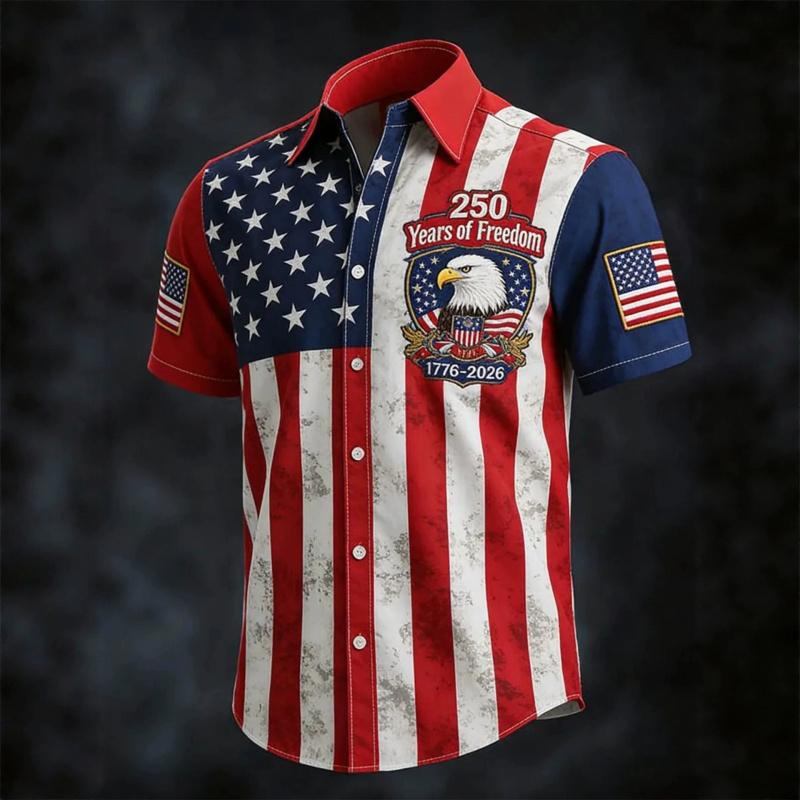 New Summer Men's Printed Casual Breathable Loose Short-Sleeve Shirt