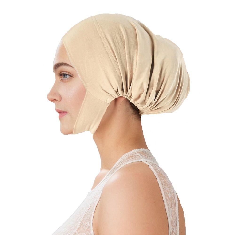 New Elastic Instant Hijab Tube Ready To Wear Ear Hole Undercap Tudung Plain Jersey Cotton Instant Turbans for Women