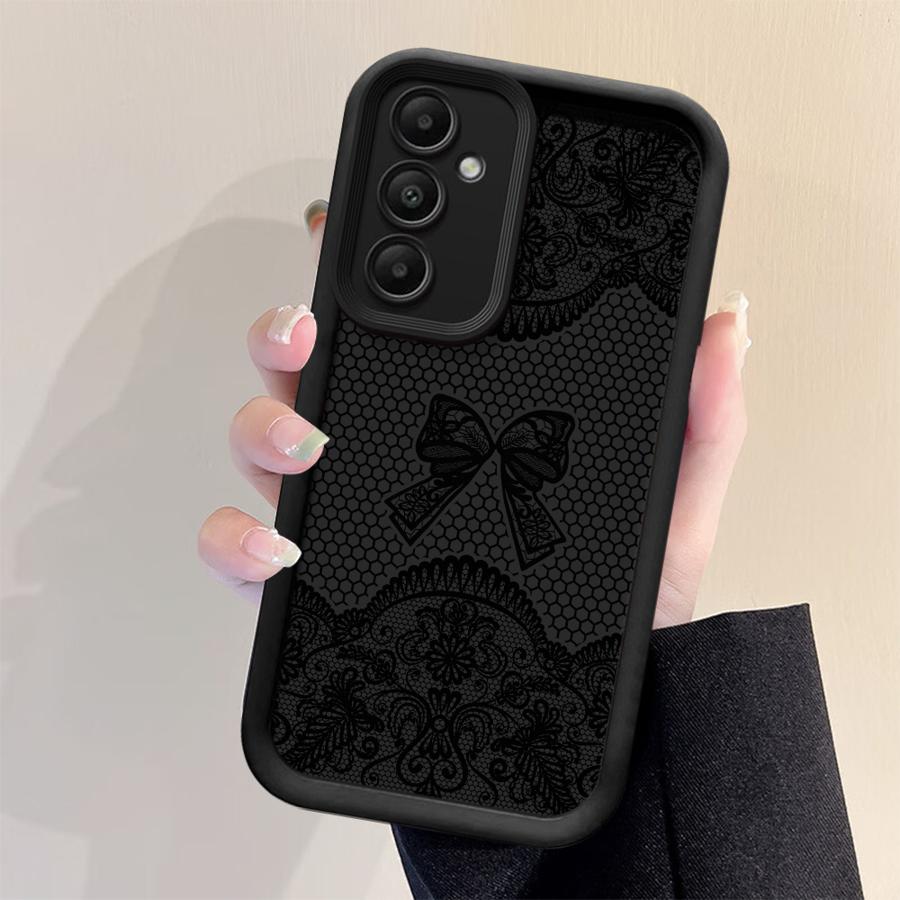 Phone Cover Case for Samsung Galaxy A16 A35 A36 A12 A13 A23 A15 A51 A73 A34 A53 A54 A26 A32 A56 A71 A72 Design Sense Black Lace