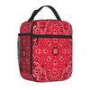 Red Black Paisley Mandala Lunch Box Portable Insulated Lunch Bag Reusable Cooler Tote Bag for Women Men Work Picnic Beach Hiking