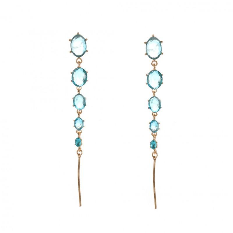 Geometric Layered Tassel Earrings With Full Rhinestone Embellishment Statement Drop Women 2026 Fashion Green