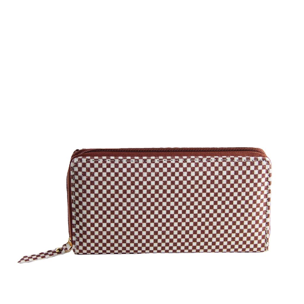 Glitter checkerboard zipper wallet, clutch bag wallet card bag children's bag
