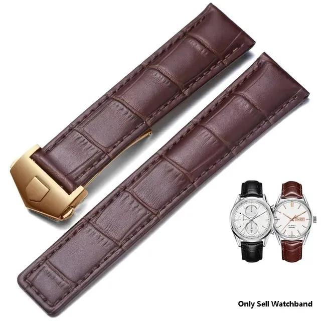 Genuine Leather Strap for Tag Heuer Watch Carrera Monaco Watch Belt Black Brown Bracelet Wristwatch Watchband 19mm 20mm 22mm