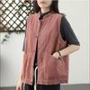 Retro Corduroy Vest Women's Spring and Autumn Outerwear Literary Casual Versatile Loose Sleeveless Vest Jacket Collar Single Breasted Sleeveless Vest