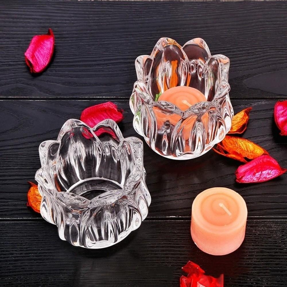 2PCS Vintage Glass Candle Holder Mini Candlestick Holder Candle Stand  Living Room