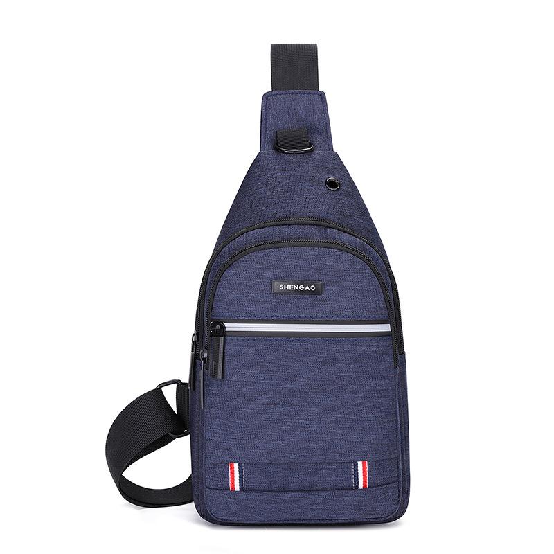 Men's Casual Breast Bag, Trendy Oblique Span Bag, Multi-layer Oxford Cloth Large-capacity Breast Bag.