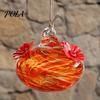 Blown Glass Hummingbird Feeder, Outdoor Hanging Colorful Nectar Feeder with Two Flower Feeding Ports for Garden Backyard Decor Sale Goods