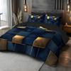 2/3Pcs 3D Space Cartoon Bedding Set, Blue Golden Abstract Pattern Ultra Soft Brushed Polyester, Wrinkle Free Skin Friendly