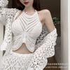 Be careful with the machine versatile vacation women's summer new suspender hollow crochet embroidery short vest women