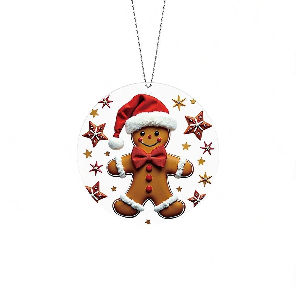 Christmas Acrylic Gingerbread Man Decorative Pendant Cartoon Car Pendant Christmas Tree Pendant Christmas Wreath Home Decoration