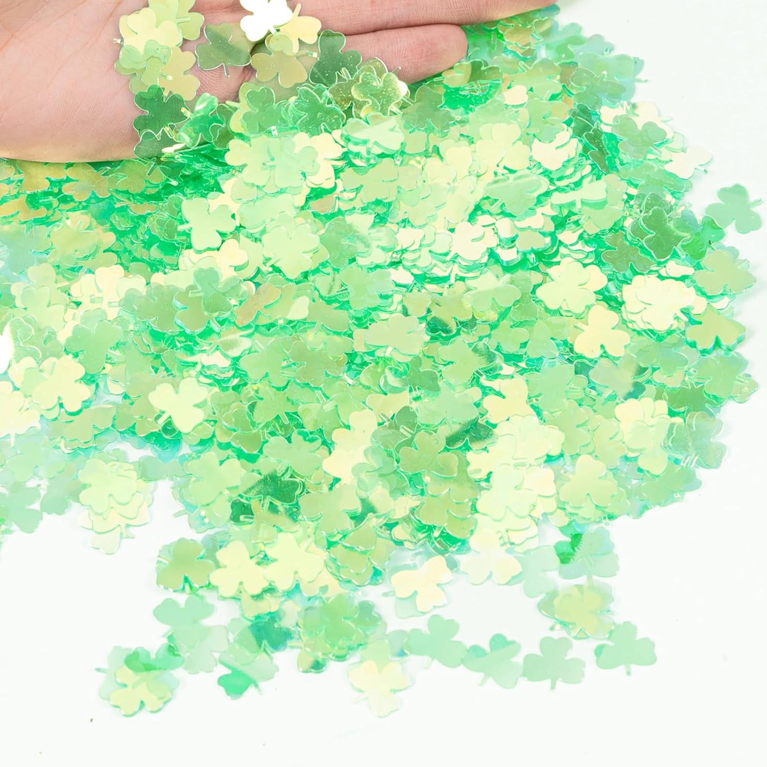 1500pcs/50g Shamrock Confetti Decorations,Iridescent Shamrock Table Confetti Green Glitter Lucky Clover Shamrock Sequin for St. Patrick s Day Party светло-зеленый