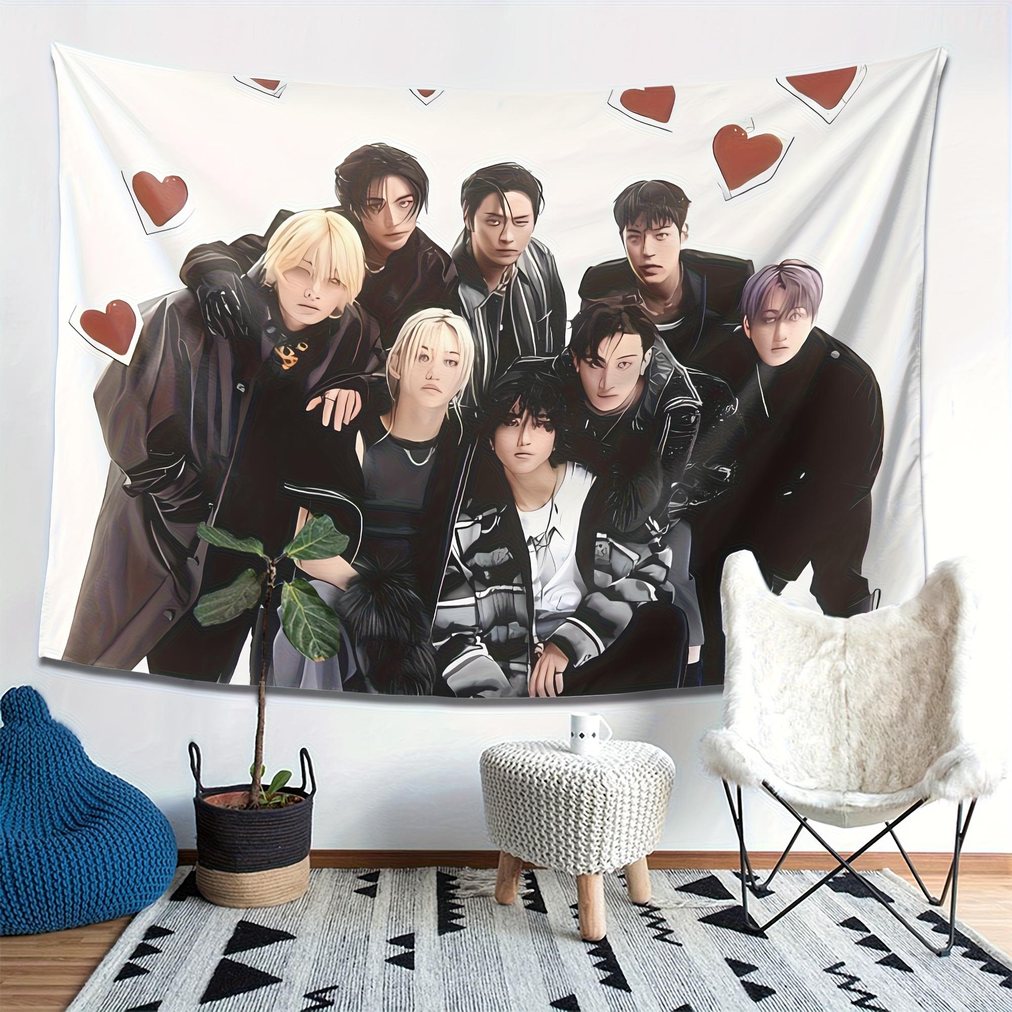 VIKAMA Boy Band Illustration Tapestry SweetCool Idol Style Wall Hanging Bedroom Decor for StarStruck Girls Dormitory 74x94cm(29x37in)