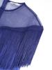 Plus Size European & American Sheer Tassel Evening Gown