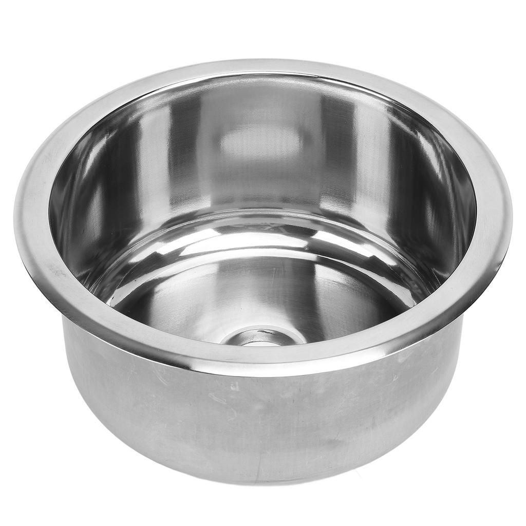 225x120mm 9 Inch RV Round Sink Wash Basin 304 Stainless Steel with 40mm Sewer Outlet for Boat Carava