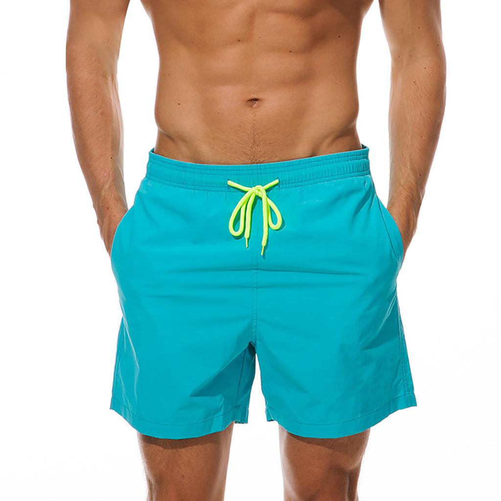 Men's Quick Dry Beach Pants Plain Three Quarter Pants Loose Swim Shorts Workout