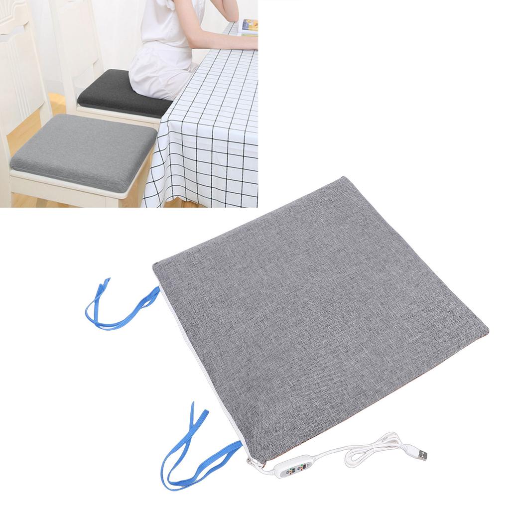 USB Heated Seat Cushion Grey High Density Foam Heated Seat Pad with 3 Heat Settings Timer for Office Home Camping