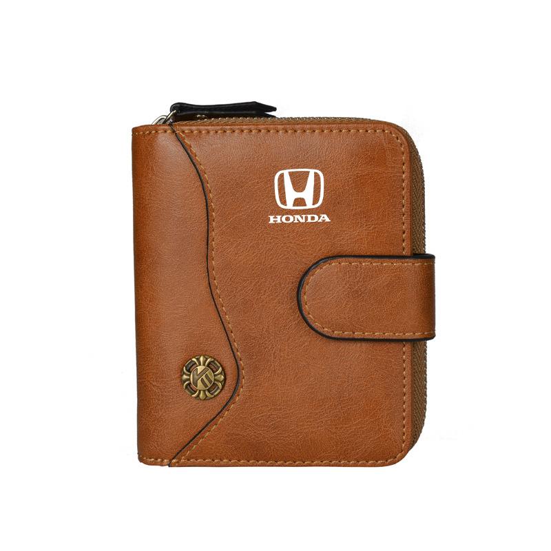 Car Vintage Tower Buckle Wallet Fashion Wallet Bank Card Coin Purse Accessories For Honda Mugen Power Civic Accord CRV Jazz VTEC XK6