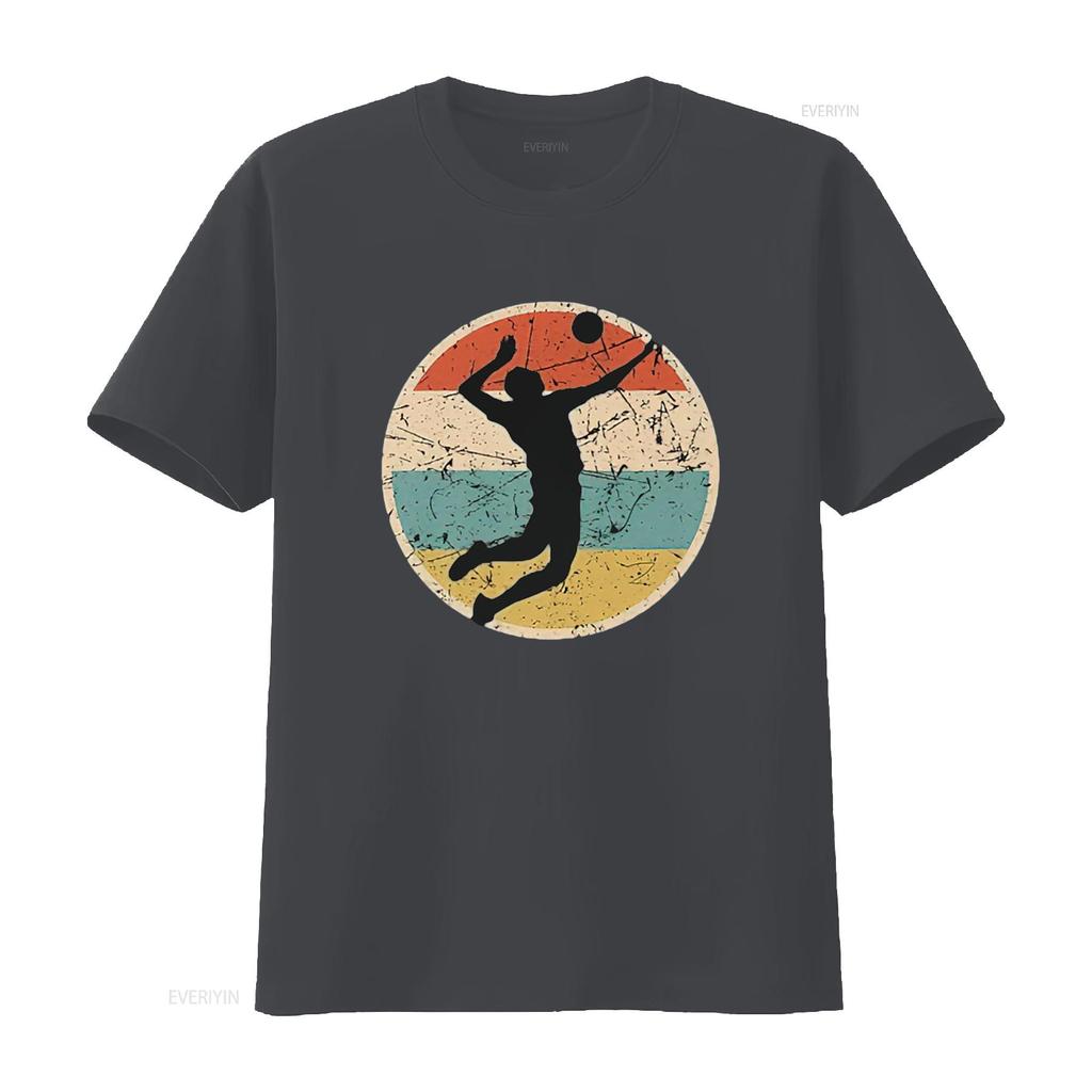 Mens Volleyball Player Team Fun Retro Vintage Colors Cool T Shirt Black M Vintage Washed Slightly Fashion Unisex Graphic Homme