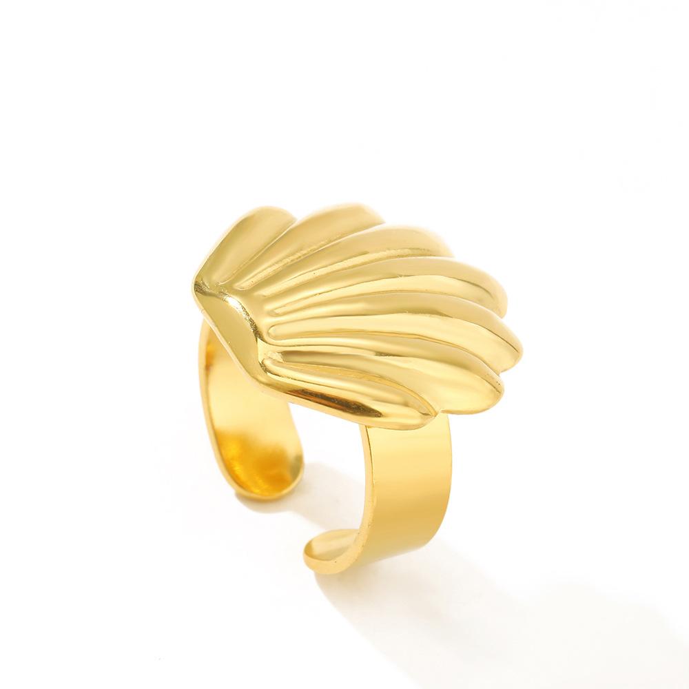 Vintage Stainless Steel Scallop Rings for Women Men Classic Ocean Starfish Shell Open Rings Aesthetic Jewelry Summer Beach Gift
