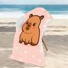 1Pc Pink Heart Bottom Adorable Capybara Beach Towel Girl'S Heart Quick Dry Absorbent Swimming Large Bath Towel
