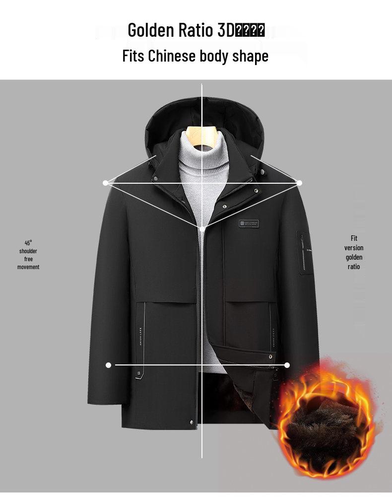 Men's Detachable Hooded Cotton Coat for Business Casual Dads