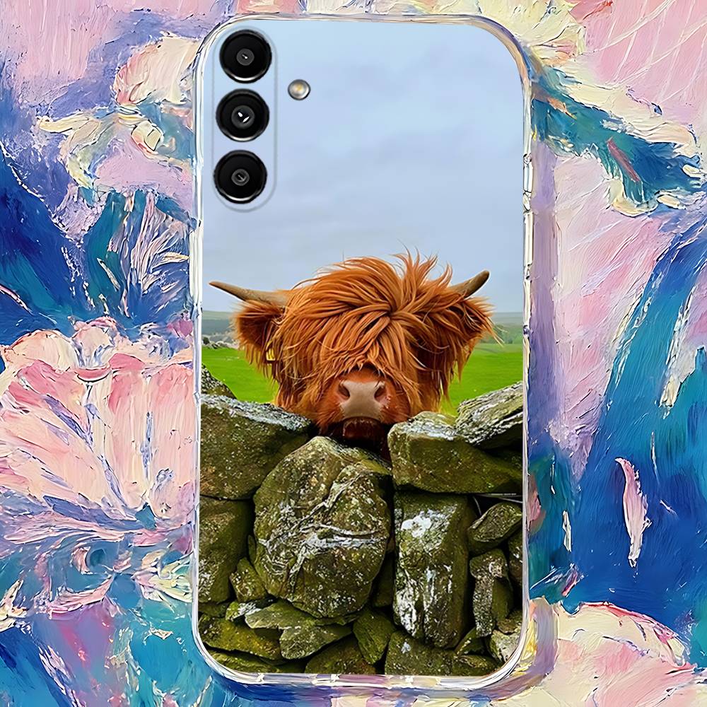

Animal Highland Cattle Cow Phone Case For Samsung S24,S25,S30,S23,S21,S22,S20,S10,5G,FE,lite,PIus,Ultra Clear Transparent Cover SamsungS23ULTRA5G