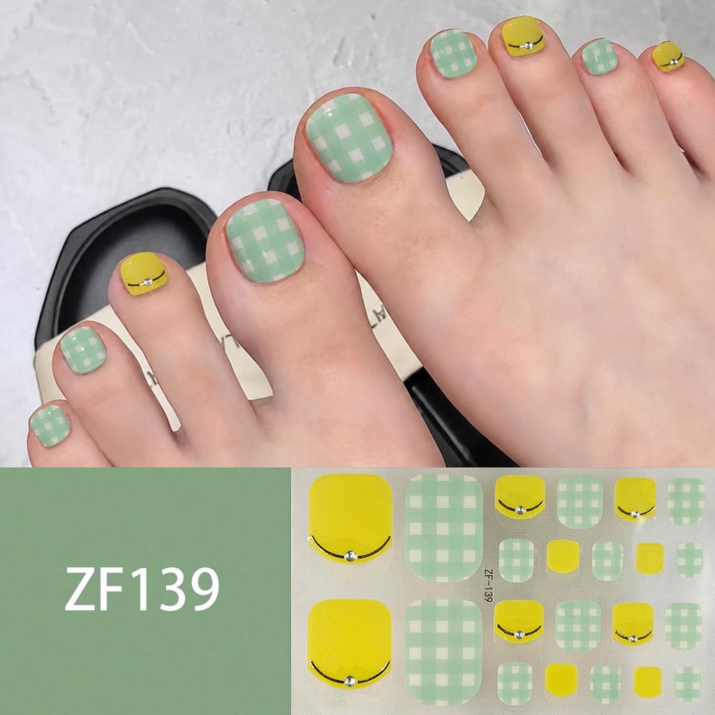 Waterproof Long Lasting ZF 3D Faux Rhinestone Stereo Pattern Full Cover Finished Toe Nail Stickers, Skin Brightening Toenail Decals