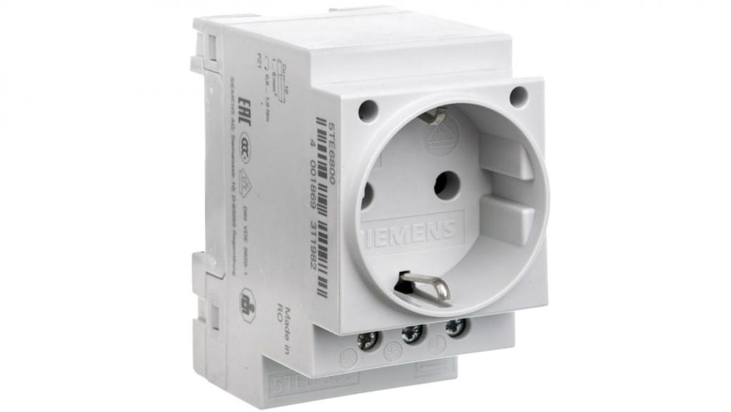 Modular socket 2P+Z 16A 230V Schuko for rail 5Te6800