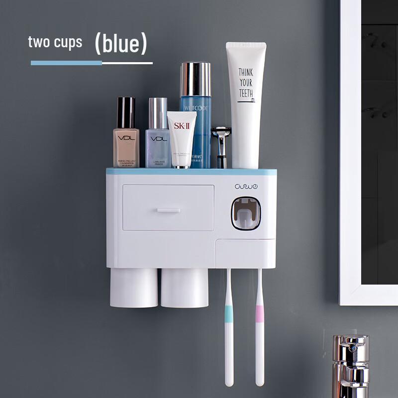 Wall-Mounted Toothbrush Holder with Automatic Toothpaste Dispenser and Storage