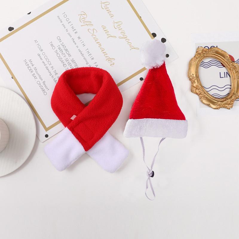 1-20PCS Christmas Pet Accessories Dog Christmas Scarf Hat Cat Hat Holiday Dog Costume Xmas Apparel for Pets