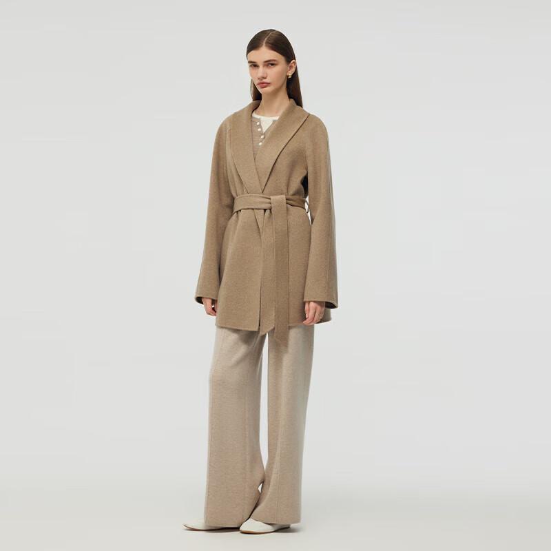 GOELIA Women's Cashmere Coat with Self-Fabric Belt