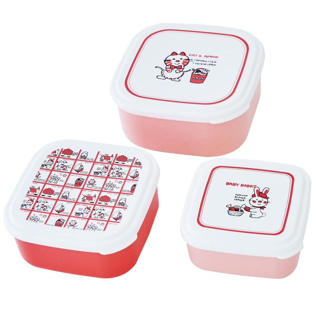 Shimojima Stoppail Container Morning Character Made in SMJ69309 3-Piece Set, Design, Japan, (Stoppail)
