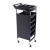 Salon Trolley with Handle and Rolling Wheels, 5 Drawers and 2 Hair Dryer Holder Side Tray, Professional Barber Luxury Spa Chair