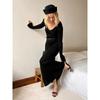 Women's New Solid Color Long Sleeve V-neck Slim Bodycon Knitted Maxi Dress Trendy Elegant Fashion Dresses