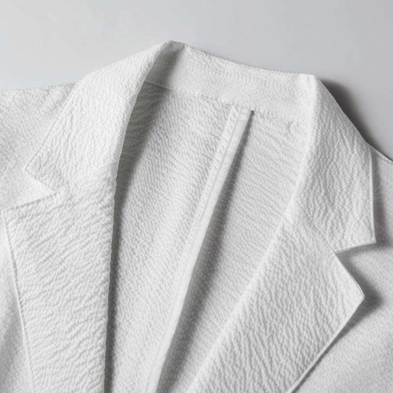 Spring and Summer Men's Leisure Micro Wrinkle Elastic Solid Color Single Piece West Green Young Luxury Coat