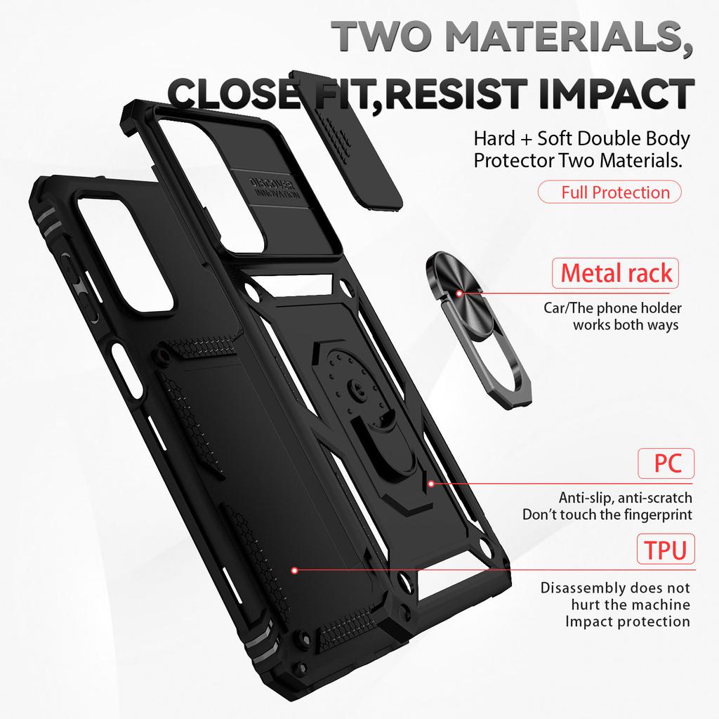 Armor Shockproof Phone Case For Samsung Galaxy A23 A33 A53 A73 A13 A32 A52 A72 5G Slide Window Camera Lens Protection Back Cover