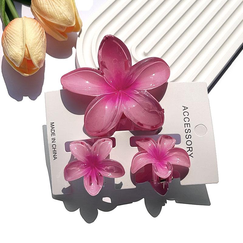 Juego de 3 pinzas para el pelo con diseño de cangrejo y flores hawaianas, con degradado de tiburón, para mujer, accesorios para el cabello, horquillas para niña.