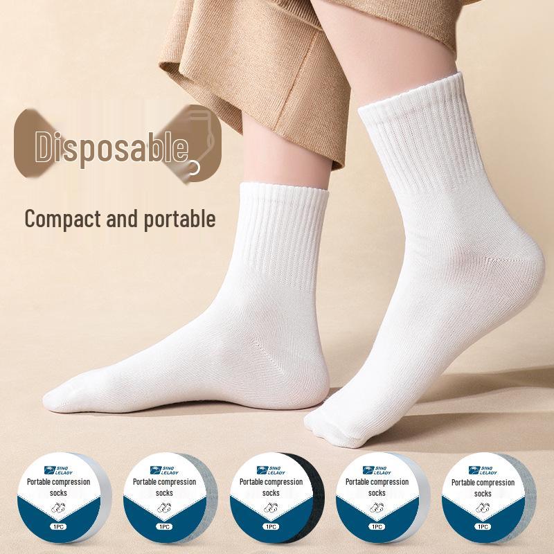 Unisex Disposable Travel Compression Socks - Sweat-Absorbing, Thin, and Portable, Ideal for Outdoor Activities and Business Trips.