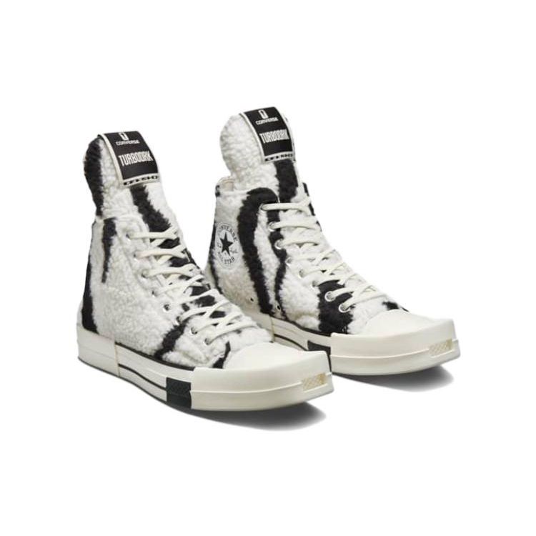 Rick Owens x Converse DRKSHDW TURBODRK Chuck 70 High Zebra Unisex Sneakers Hvit Liljehvit Svart A03943C