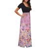 Women Fashion  Gradient Print Short  Sleeve Spaghetti Maxi Dress