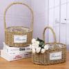 Easy To Carry Retro Handheld Flower Basket Straw Weave Flower Basket High Quality Home Decoration