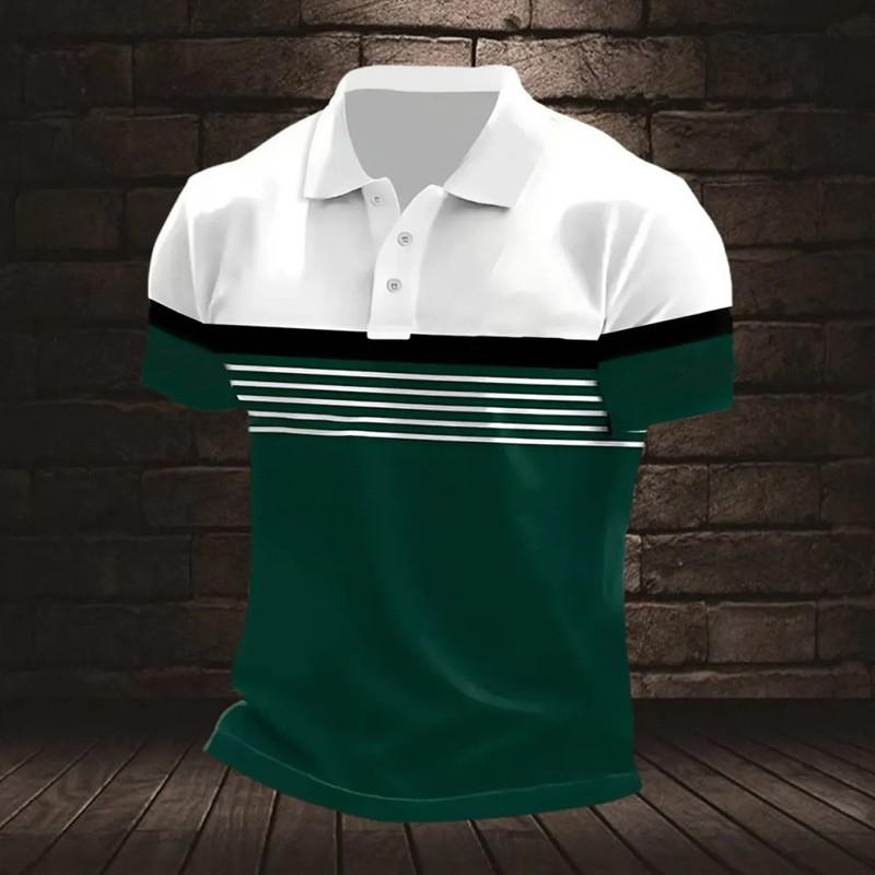 Spring Autumn Men Clothes Short Sleeve Stripe Polo Shirt Men Business Casual Tops Golf Polo Shirt