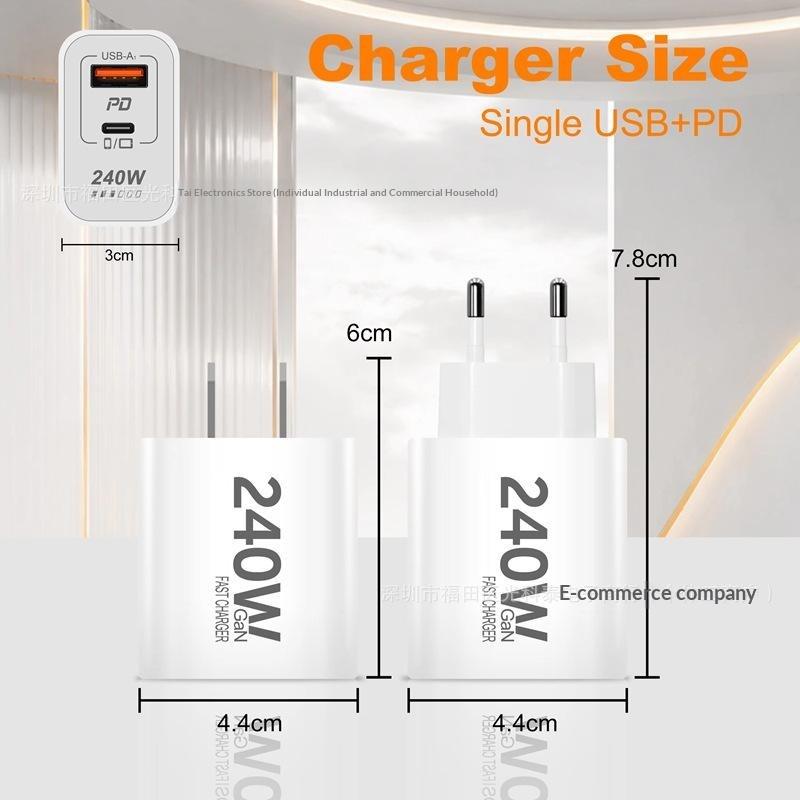 240W GaN PD USB-C-Ladegerät für 17 16 15 14 13 12 Pro Max Telefon QC 3.0 PD 3.0 USB Typ-C Schnellladung