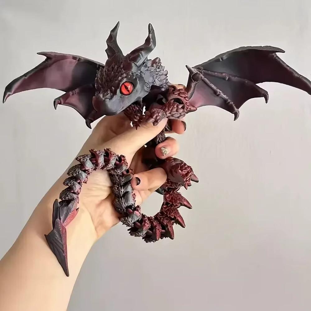 3D Printed 3D Printed Dragon Figurine Winged Design Multi-Jointed Movable Winged Carriage Dragon Tabletop Animal Decors