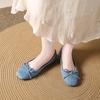 Übergröße 43 Damen Slipper Wildleder Runde Zehenpartie Süße Schleife Slip-on Ballerinas Elegante Damen Schlanke Ballerinas Flache Schuhe