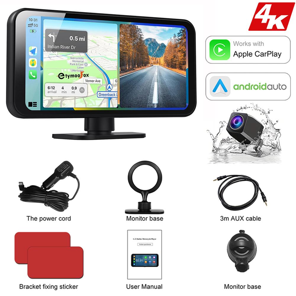 4K Dash Cam Wireless Carplay & Android Auto Car DVR WiFi Rearview Camera With Magnetic bracket Dashboard Video Recorder