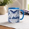 Independence Day Cup USA 250th Anniversary Blue Mug, Patriotic Ceramic Coffee with Heritage Eagle Flag Design, Gift for Veterans Men Women Durable
